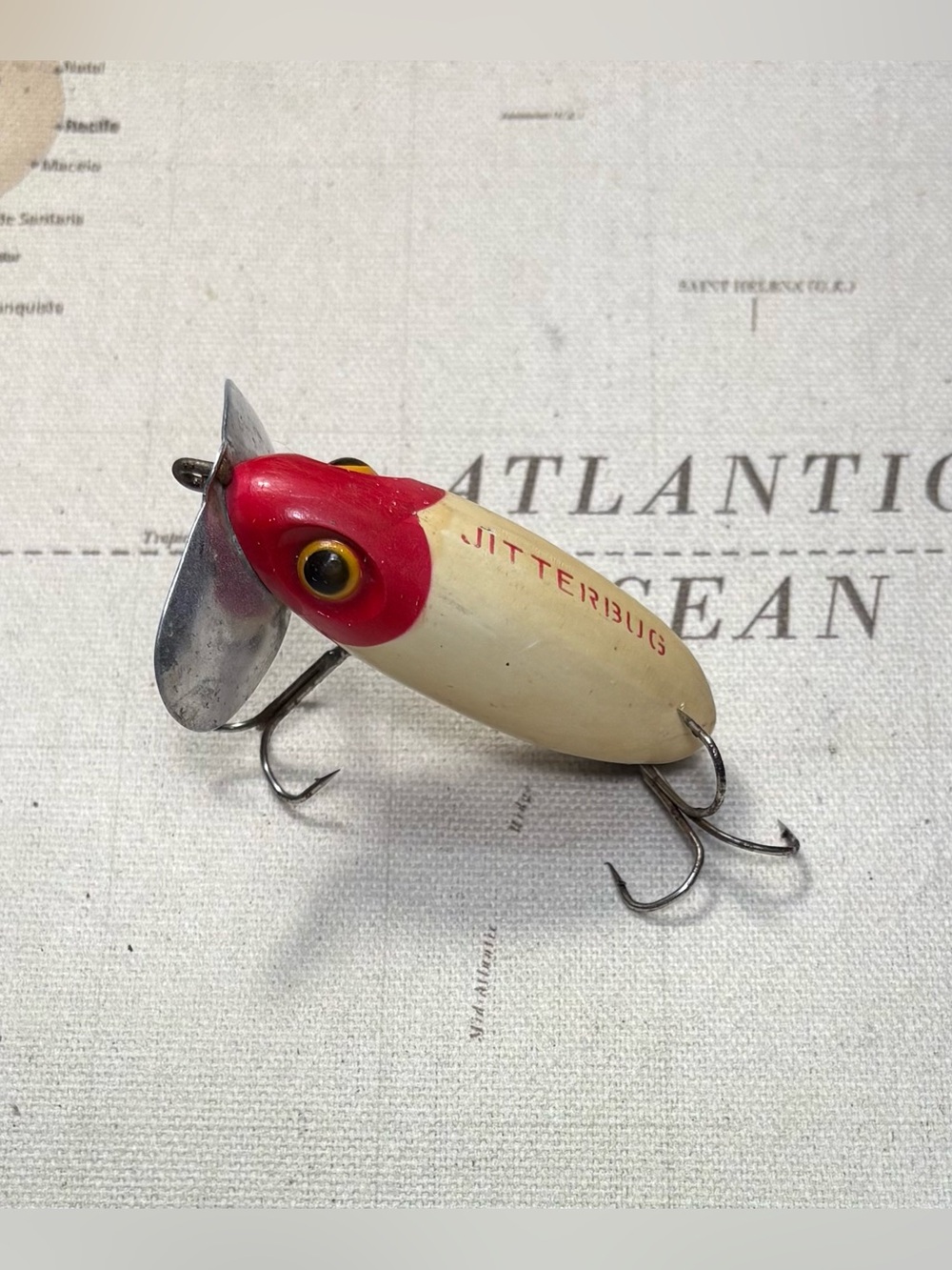 Fred Arbogast Jitterbug Red / White Fishing Lure USA Vintage 1946-‘50 Model 650